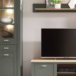 Wohnen Anbauwand in Graugrün & Wildeiche - Eylan (vierteilig)