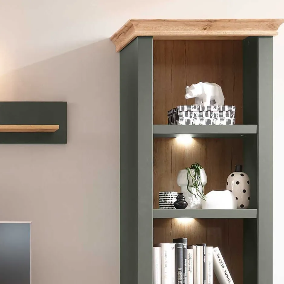 Wohnen Anbauwand in Graugrün & Wildeiche - Eylan (vierteilig)