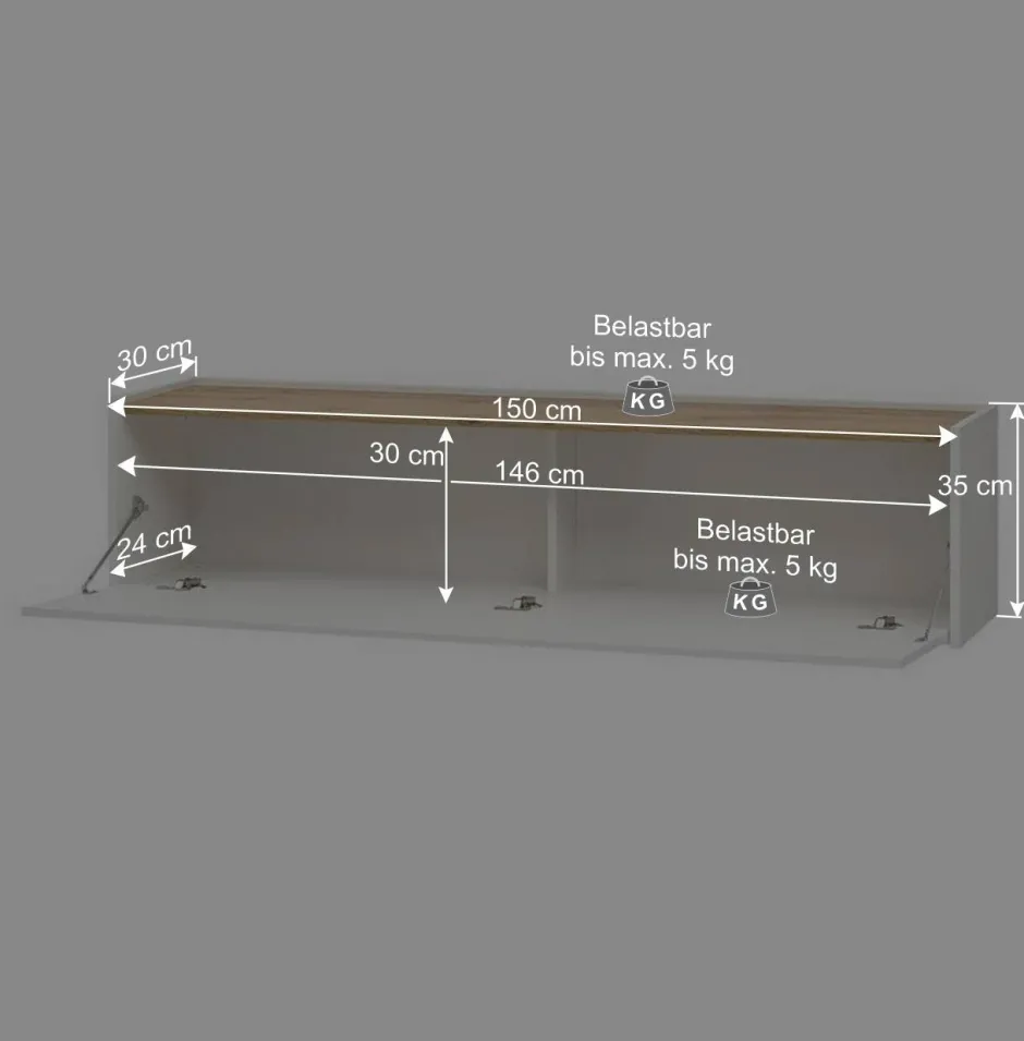 Wohnen Anbauwand in Weiß & Wildeiche - Nonessia (dreiteilig)