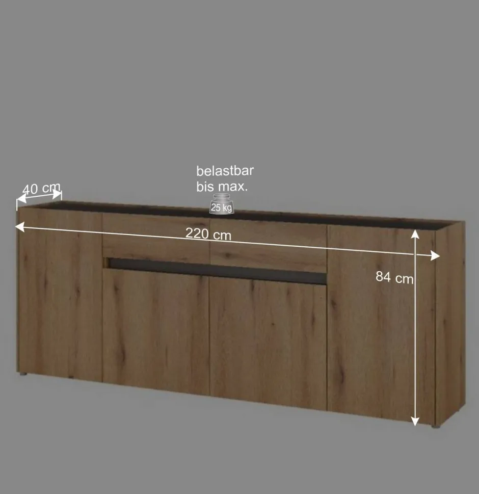 Anrichte in Wildeiche Optik und Anthrazit - Colomania^Wohnen Best