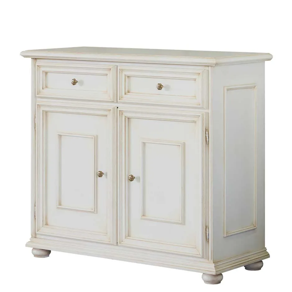 Wohnen Antikweiße Kommode mit zwei Schubladen - Vicina