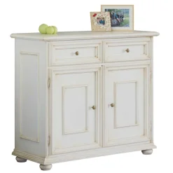 Wohnen Antikweiße Kommode mit zwei Schubladen - Vicina