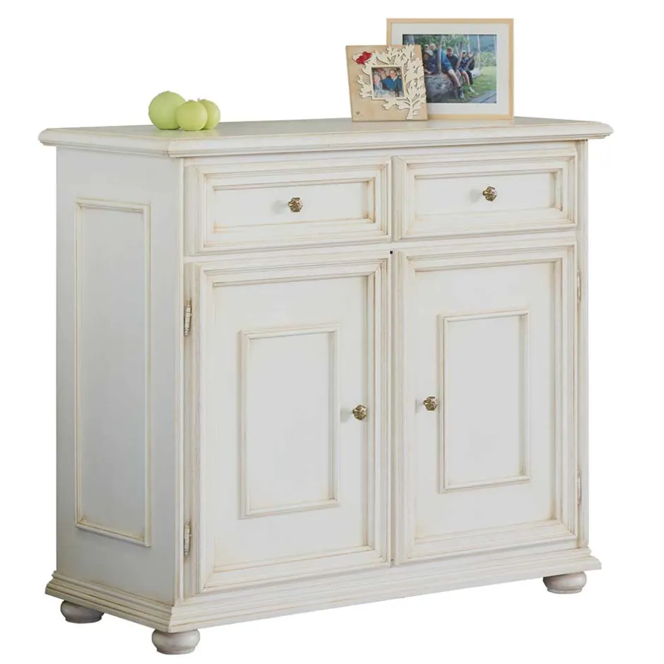 Wohnen Antikweiße Kommode mit zwei Schubladen - Vicina