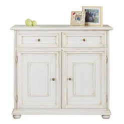 Wohnen Antikweiße Kommode mit zwei Schubladen - Vicina