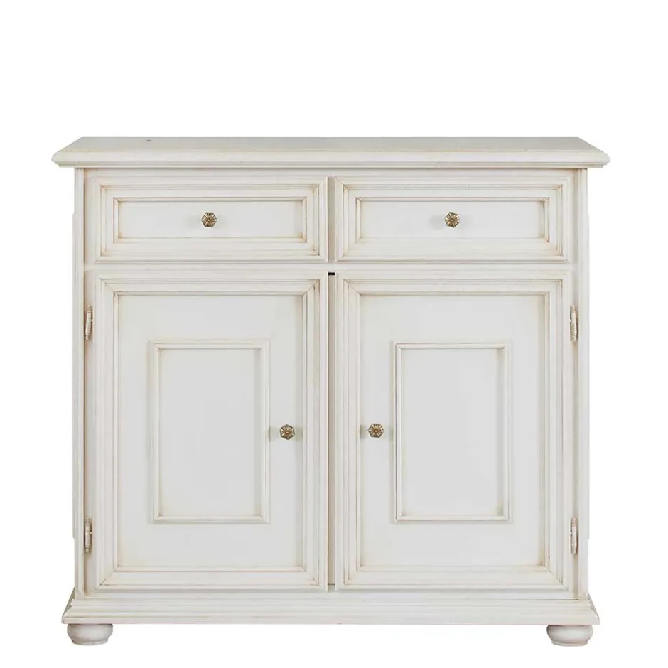 Wohnen Antikweiße Kommode mit zwei Schubladen - Vicina