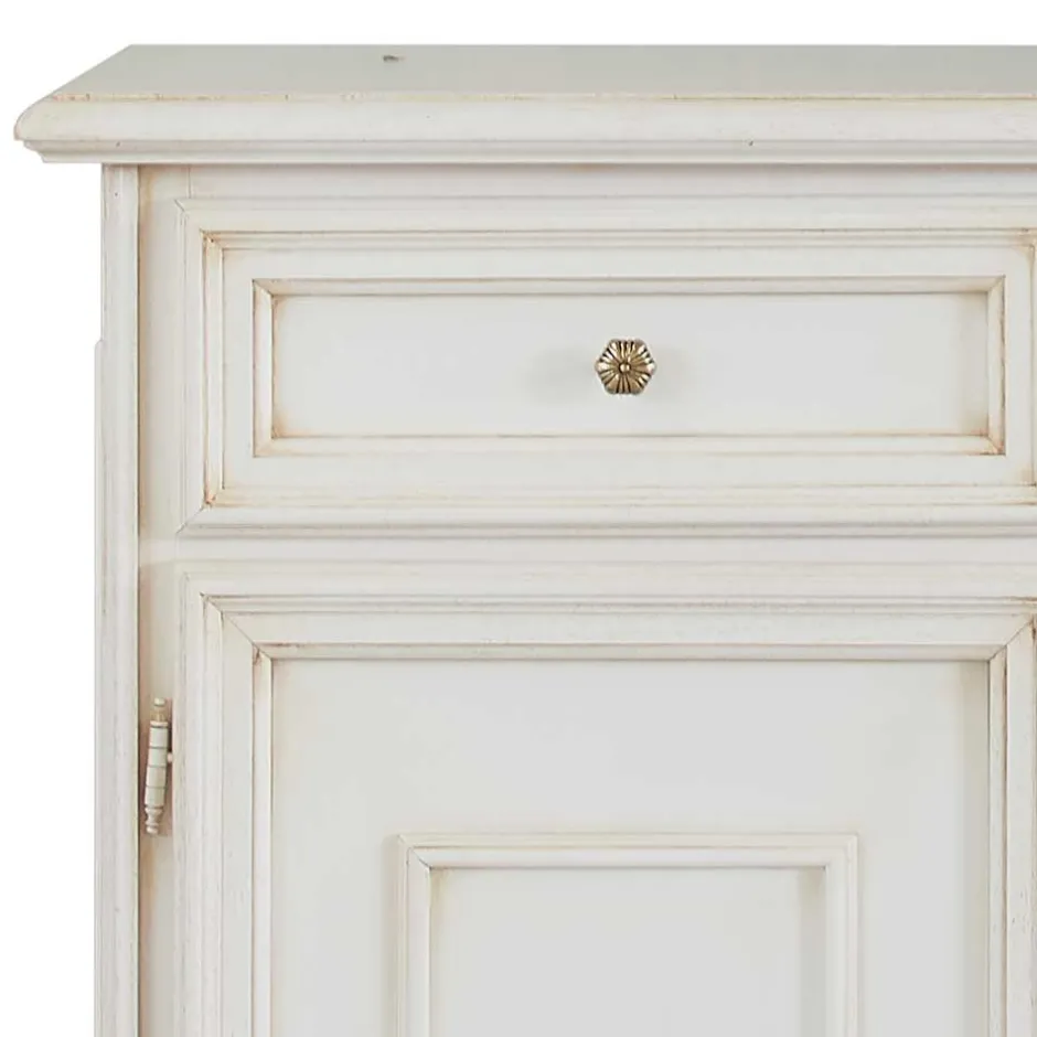 Wohnen Antikweiße Kommode mit zwei Schubladen - Vicina