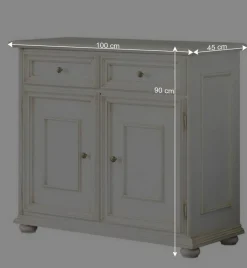 Wohnen Antikweiße Kommode mit zwei Schubladen - Vicina