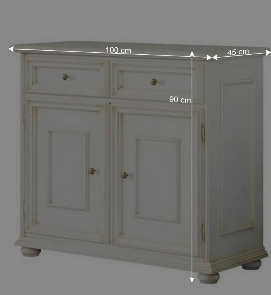 Wohnen Antikweiße Kommode mit zwei Schubladen - Vicina