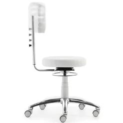 Arbeitshocker mit Rückenlehne in Weiß Kunstleder - Jaskin^Wohnen New