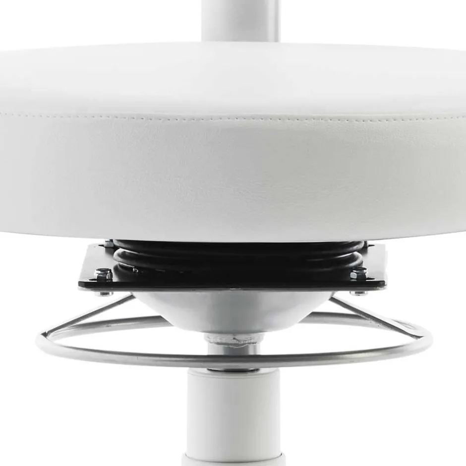 Arbeitshocker mit Rückenlehne in Weiß Kunstleder - Jaskin^Wohnen New