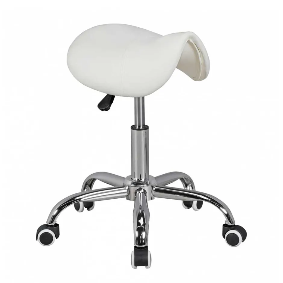 Arbeitshocker mit Sattelsitz in Weiß - Tubrina^Wohnen