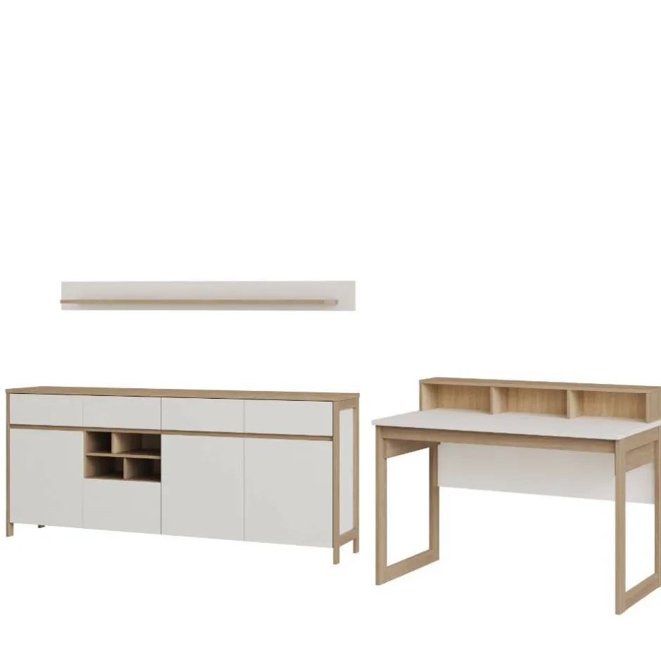 Wohnen Arbeitszimmer Möbel-Kombi in Weiß - Ovidio (dreiteilig)