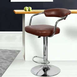 Wohnen Armlehnen Barstuhl in Braun & Chrom - Usavina (2er Set)