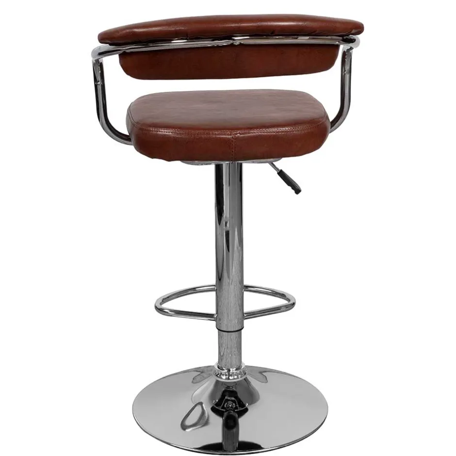 Wohnen Armlehnen Barstuhl in Braun & Chrom - Usavina (2er Set)