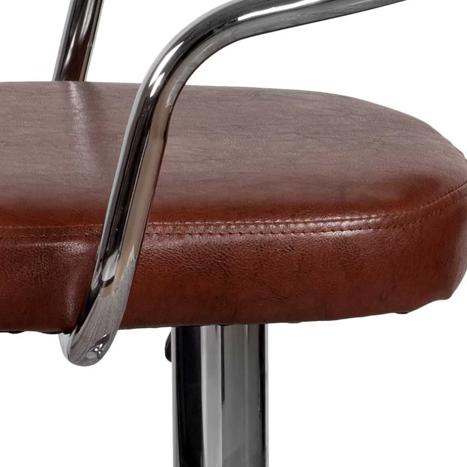Wohnen Armlehnen Barstuhl in Braun & Chrom - Usavina (2er Set)