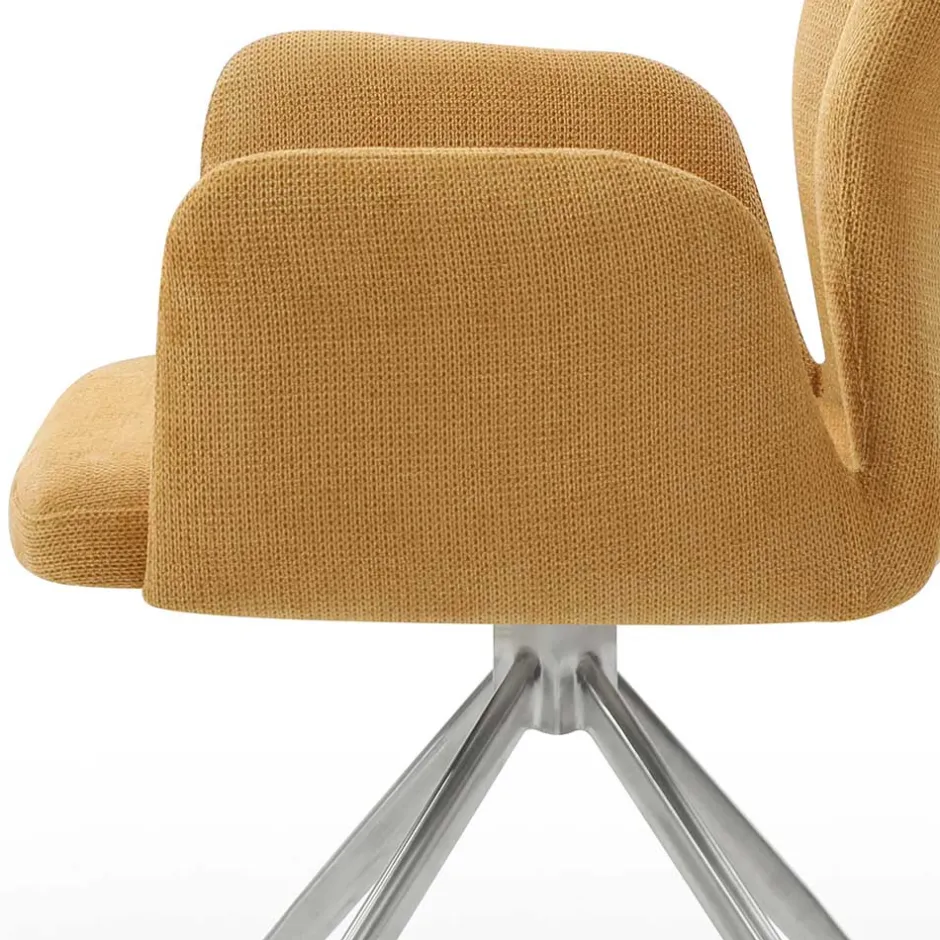 Armlehnen Polsterstuhl in Gelb Strukturstoff - Akos^Wohnen Online