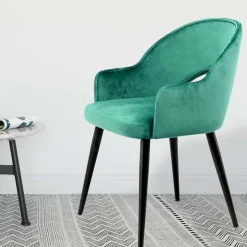 Armlehnen Polsterstuhl mit Samt Grün - Vianada (2er Set)^Wohnen Online