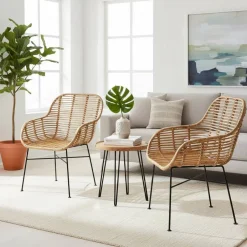 Armlehnen Rattanstuhl in Natur - Landhuis (2er Set)^Wohnen