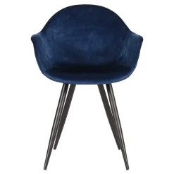 Wohnen Armlehnen Schalenstuhl in Blau Samtbezug - Omnus (2er Set)