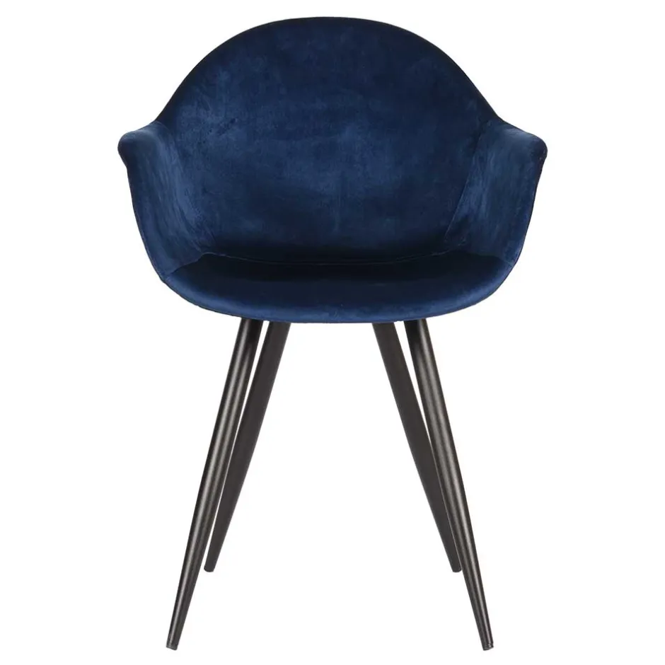 Wohnen Armlehnen Schalenstuhl in Blau Samtbezug - Omnus (2er Set)