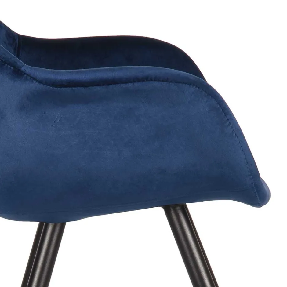 Wohnen Armlehnen Schalenstuhl in Blau Samtbezug - Omnus (2er Set)