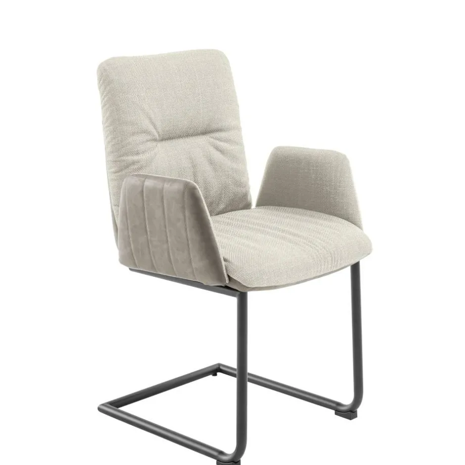 Armlehnen-Freischwingerstuhl in Creme - Clebertus (2er Set)^Wohnen Clearance