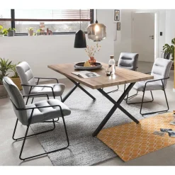 Wohnen Armlehnenstühle & X-Fuß Esstisch - Closer (fünfteilig)