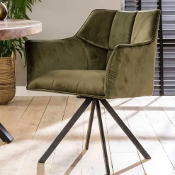 Wohnen Armlehnenstühle in Oliv Grün Samt - Charlene (2er Set)