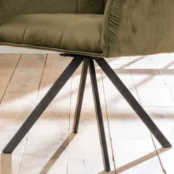 Wohnen Armlehnenstühle in Oliv Grün Samt - Charlene (2er Set)