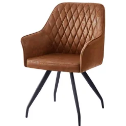 Armlehnenstuhl aus braunem Kunstleder - Gonnya^Wohnen Discount