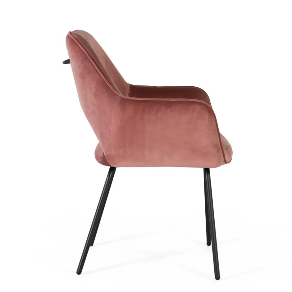 Wohnen Armlehnenstuhl in Altrosa Samt - Flawia (2er Set)