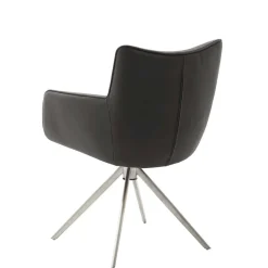 Wohnen Armlehnenstuhl in Anthrazit Leder - Carbonaro (2er Set)