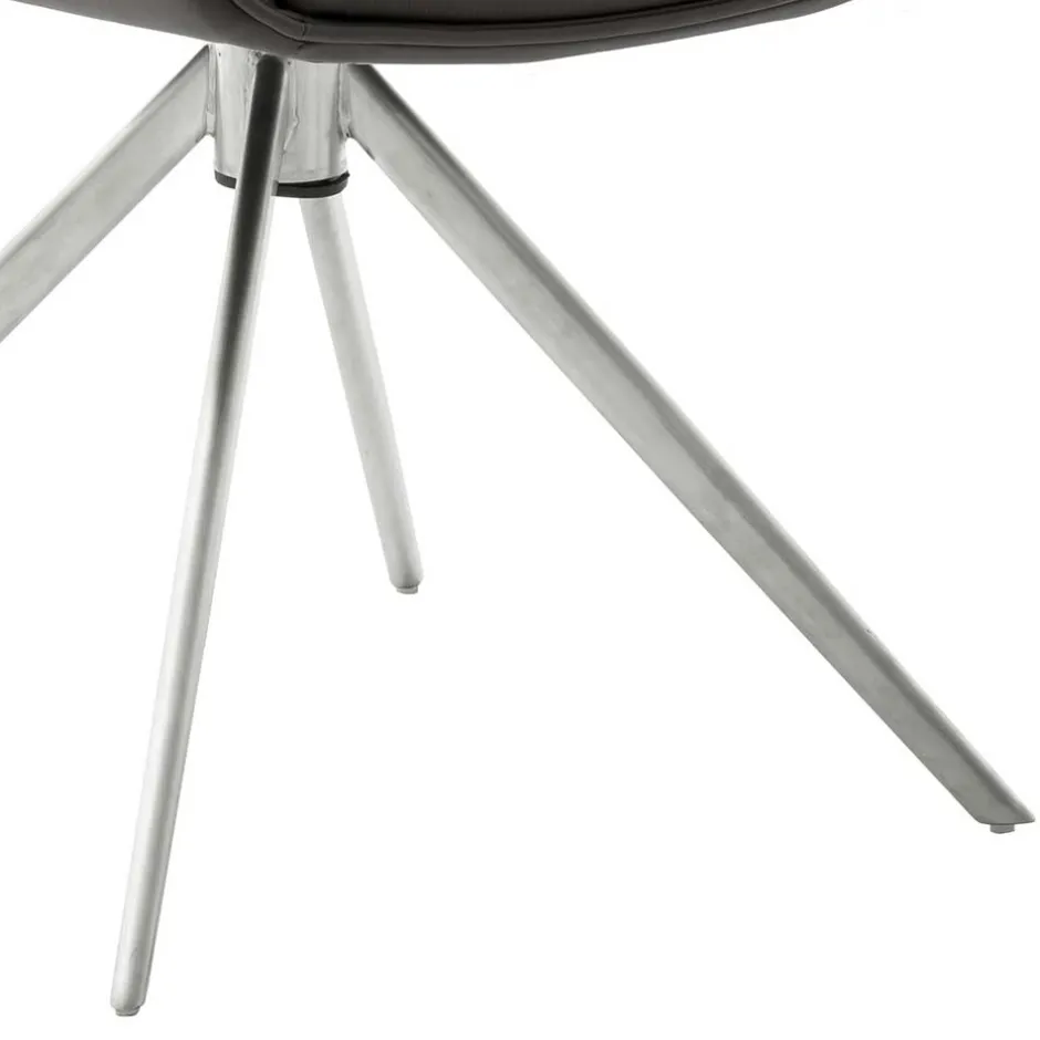 Wohnen Armlehnenstuhl in Anthrazit Leder - Carbonaro (2er Set)