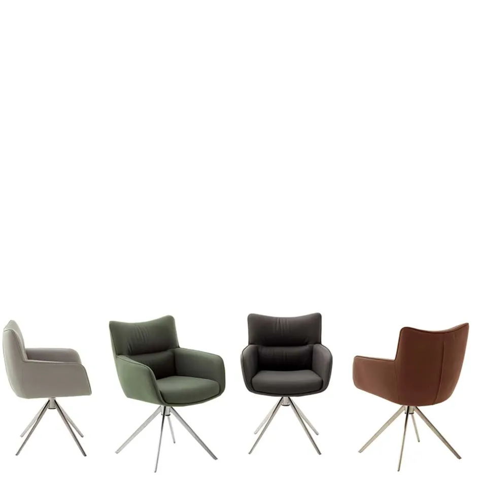 Wohnen Armlehnenstuhl in Anthrazit Leder - Carbonaro (2er Set)