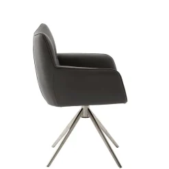 Wohnen Armlehnenstuhl in Anthrazit Leder - Carbonaro (2er Set)