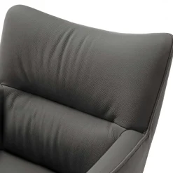 Wohnen Armlehnenstuhl in Anthrazit Leder - Carbonaro (2er Set)