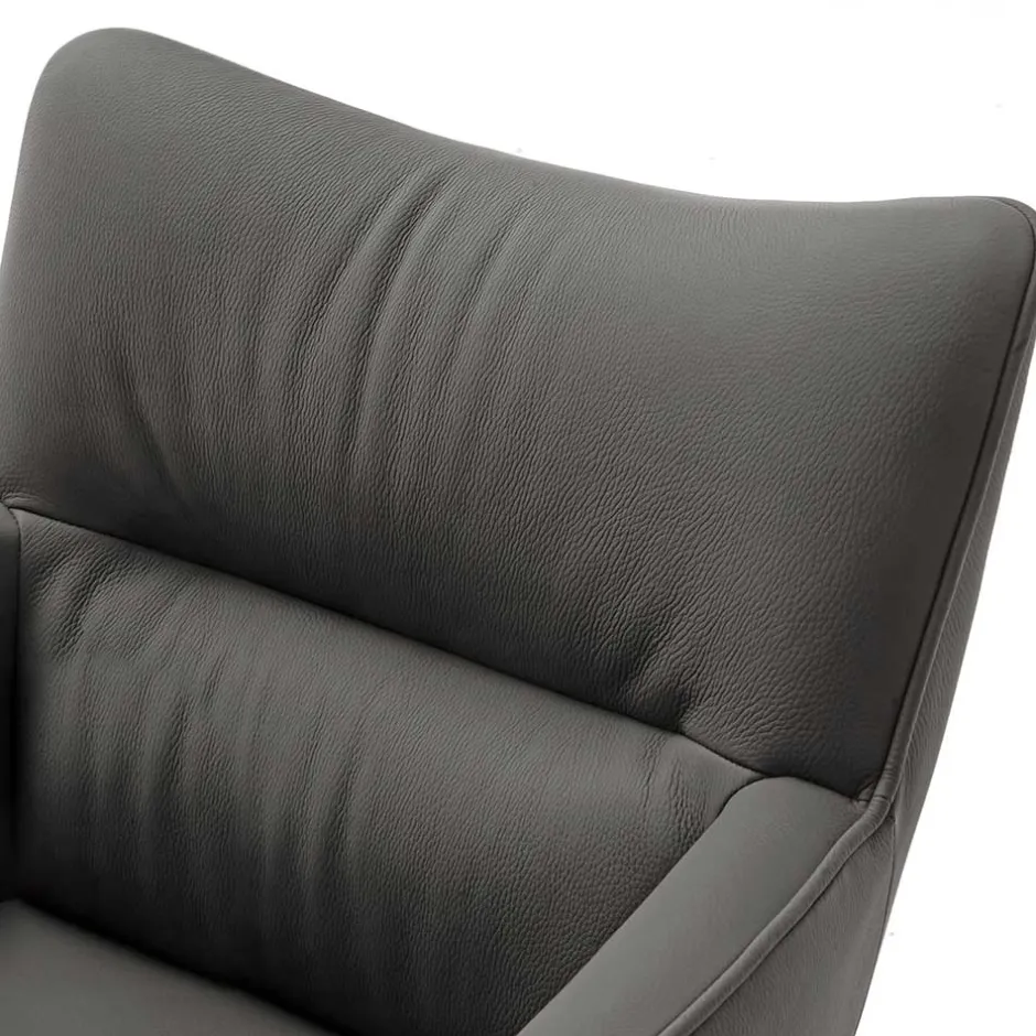 Wohnen Armlehnenstuhl in Anthrazit Leder - Carbonaro (2er Set)