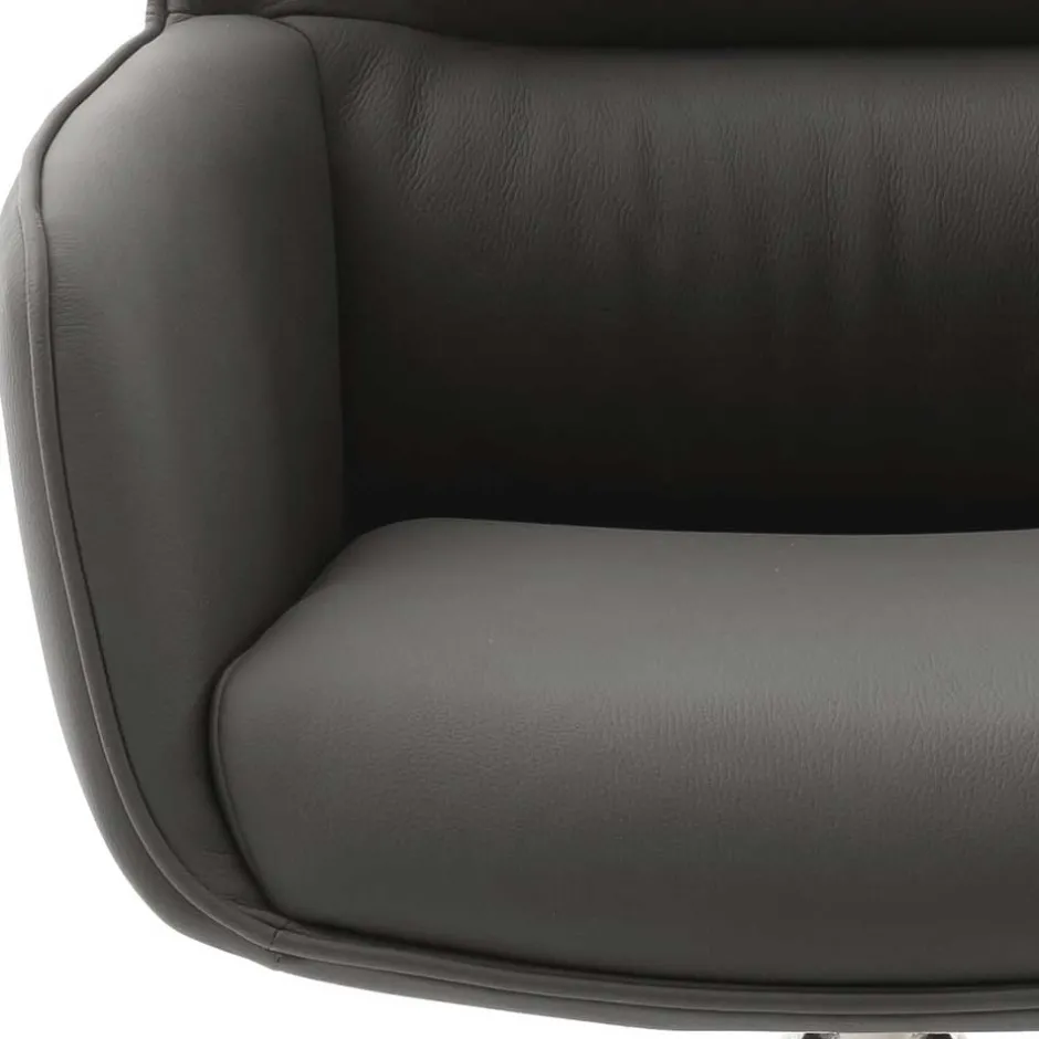 Wohnen Armlehnenstuhl in Anthrazit Leder - Carbonaro (2er Set)