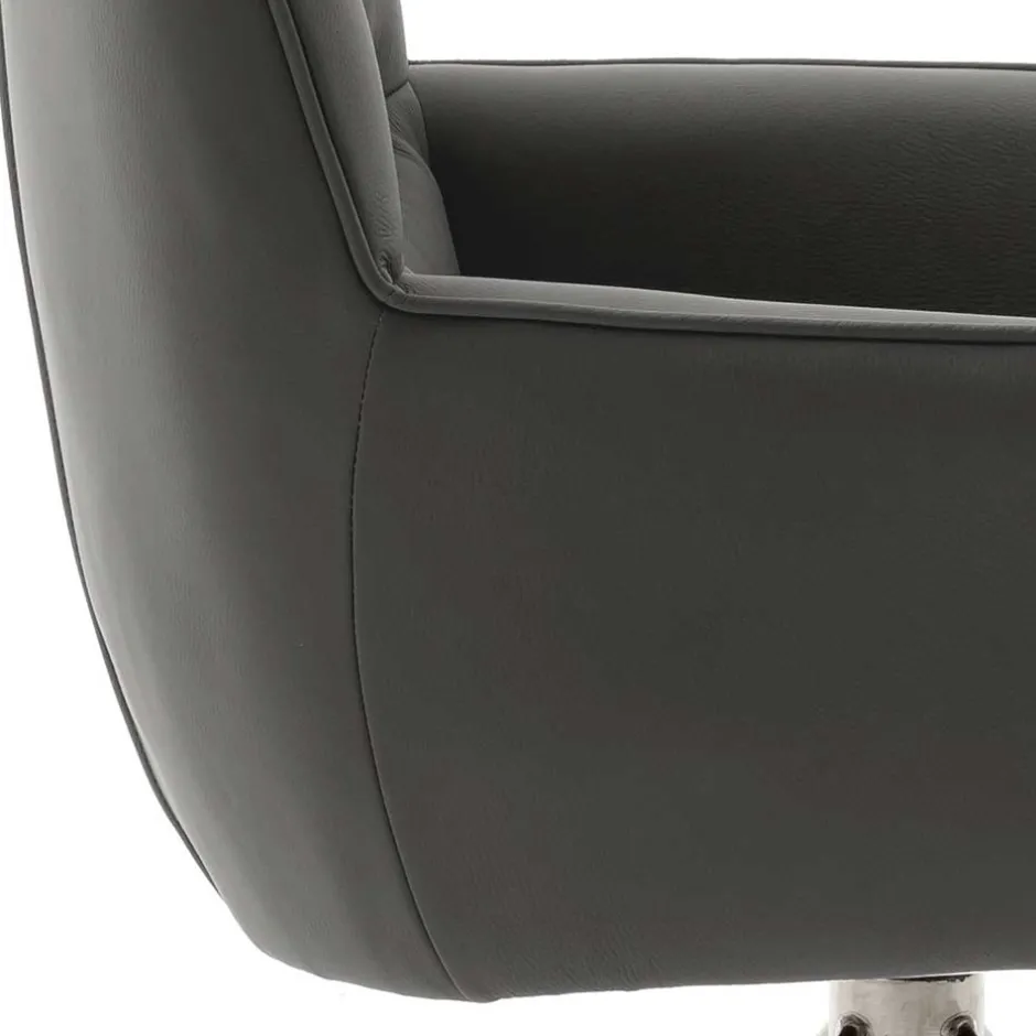 Wohnen Armlehnenstuhl in Anthrazit Leder - Carbonaro (2er Set)