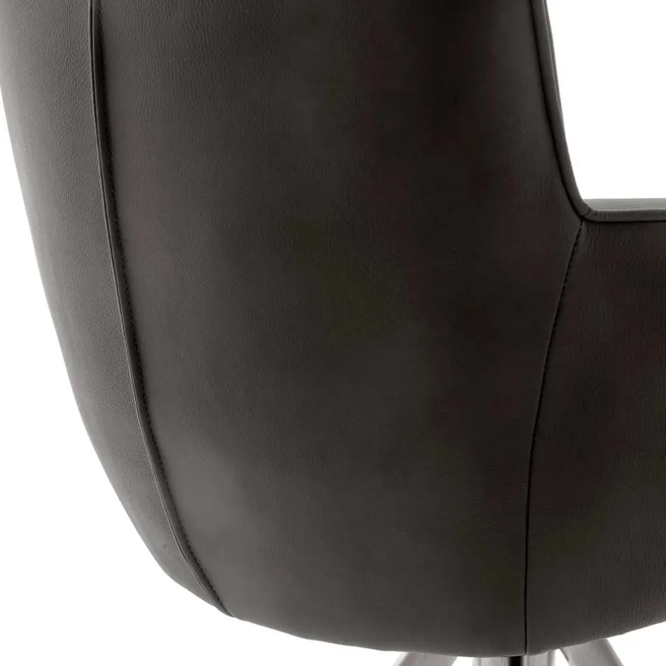 Wohnen Armlehnenstuhl in Anthrazit Leder - Carbonaro (2er Set)