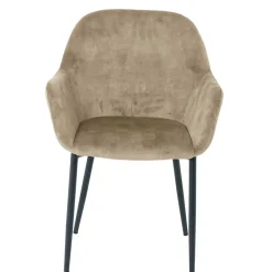 Wohnen Armlehnenstuhl in Beige aus Samt - Pyrona (2er Set)