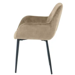 Wohnen Armlehnenstuhl in Beige aus Samt - Pyrona (2er Set)