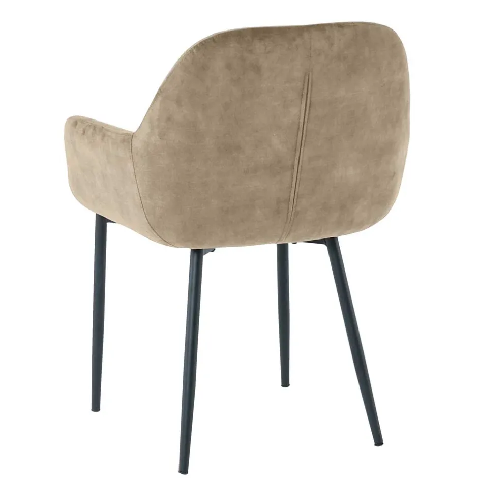 Wohnen Armlehnenstuhl in Beige aus Samt - Pyrona (2er Set)