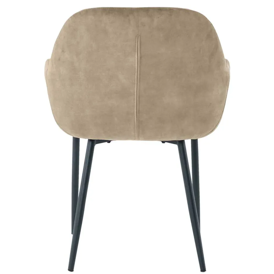 Wohnen Armlehnenstuhl in Beige aus Samt - Pyrona (2er Set)