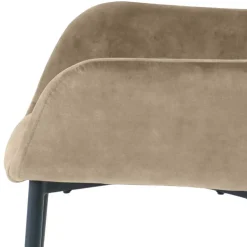 Wohnen Armlehnenstuhl in Beige aus Samt - Pyrona (2er Set)