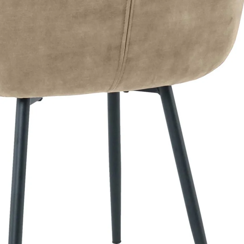 Wohnen Armlehnenstuhl in Beige aus Samt - Pyrona (2er Set)