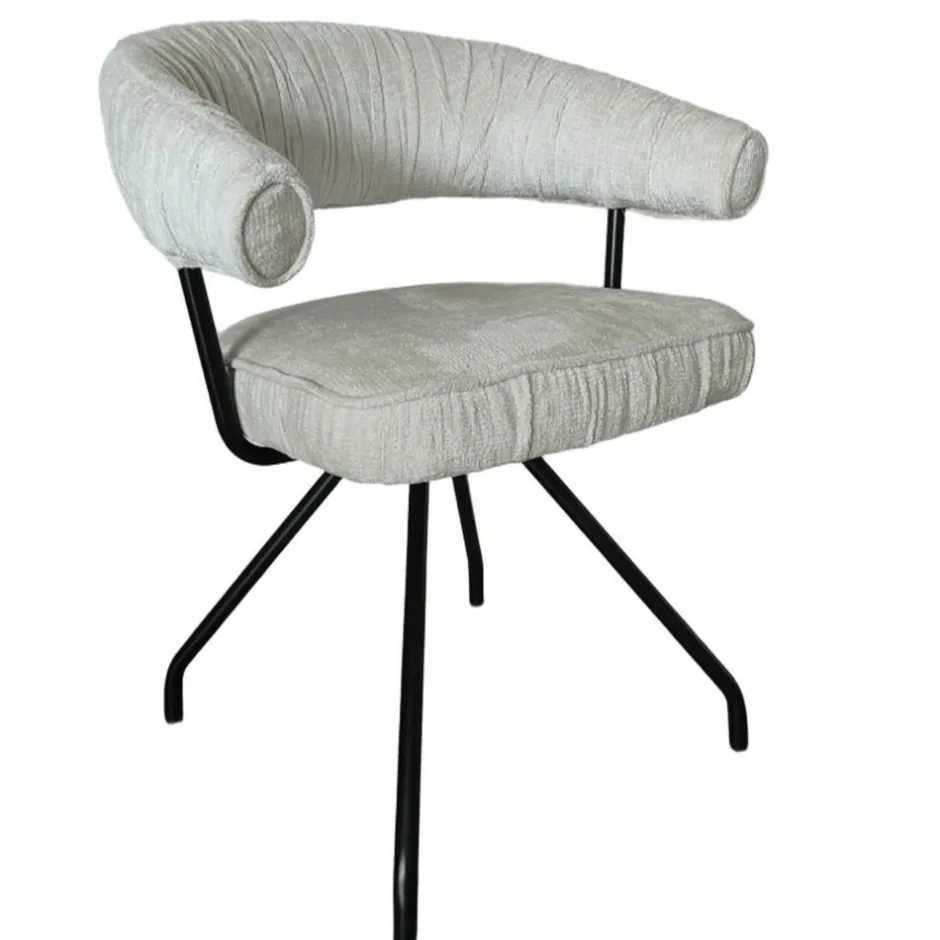 Wohnen Armlehnenstuhl in Beige Chenille - Florina (2er Set)