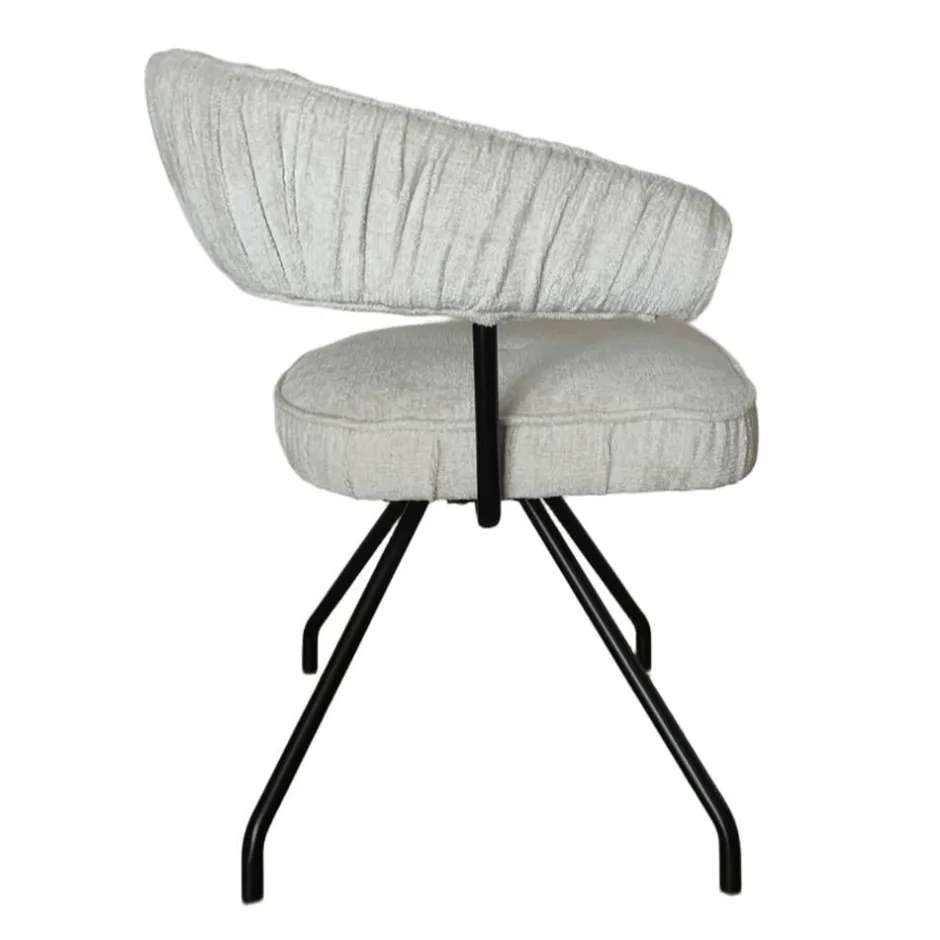 Wohnen Armlehnenstuhl in Beige Chenille - Florina (2er Set)