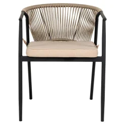 Armlehnenstuhl in Beigegrau Kordelgeflecht - Amelie (4er Set)^Wohnen Hot