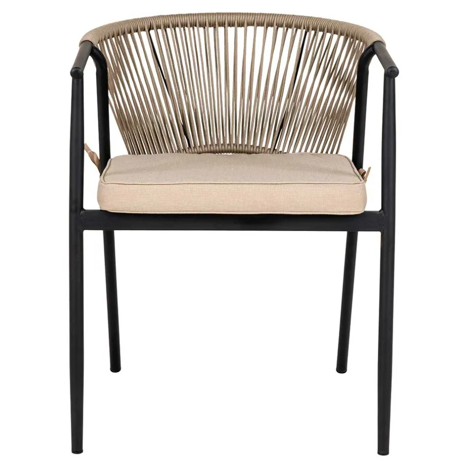 Armlehnenstuhl in Beigegrau Kordelgeflecht - Amelie (4er Set)^Wohnen Hot